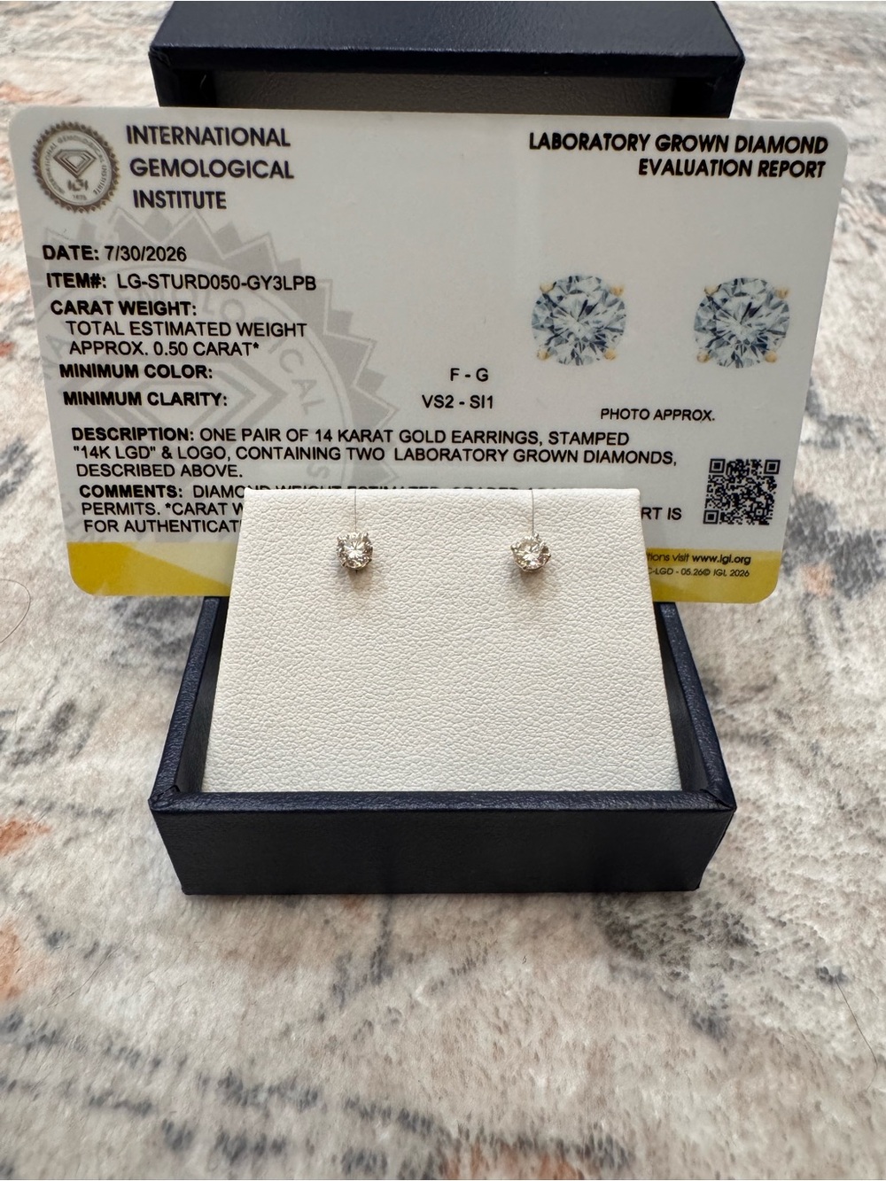 14K Gold Certified Lab Grown Diamond Yellow Gold Stud Earrings